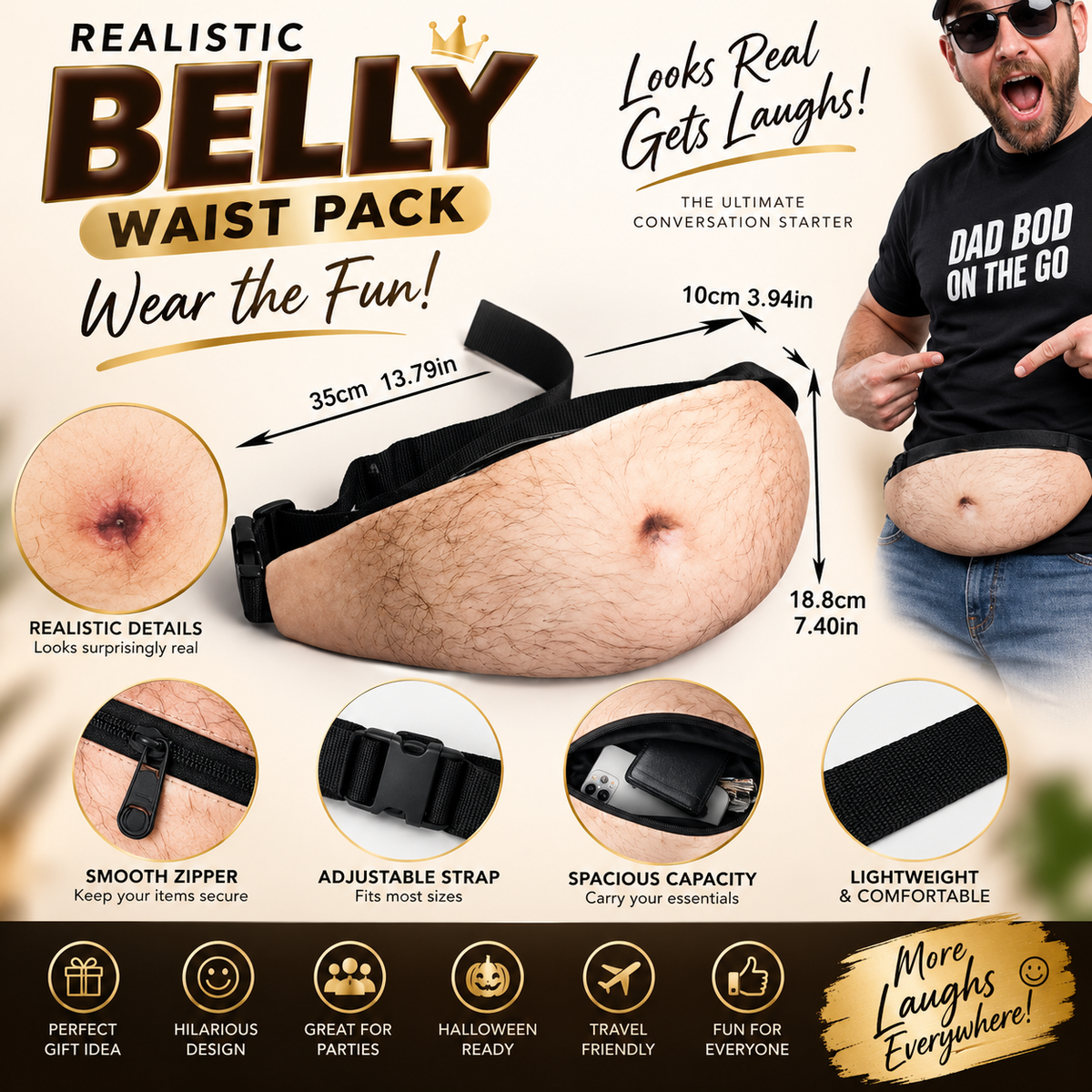 Realistic Belly Funny Waist Pack