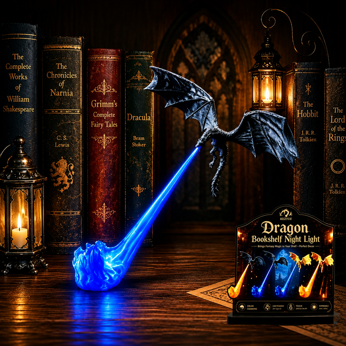 Mozy™ Flying Fire Dragon Night Light – 3D Fantasy Atmosphere Lamp