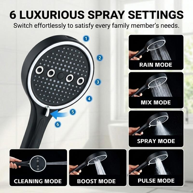 Mozy™ LuxeFlow 6-Mode Handheld Shower System
