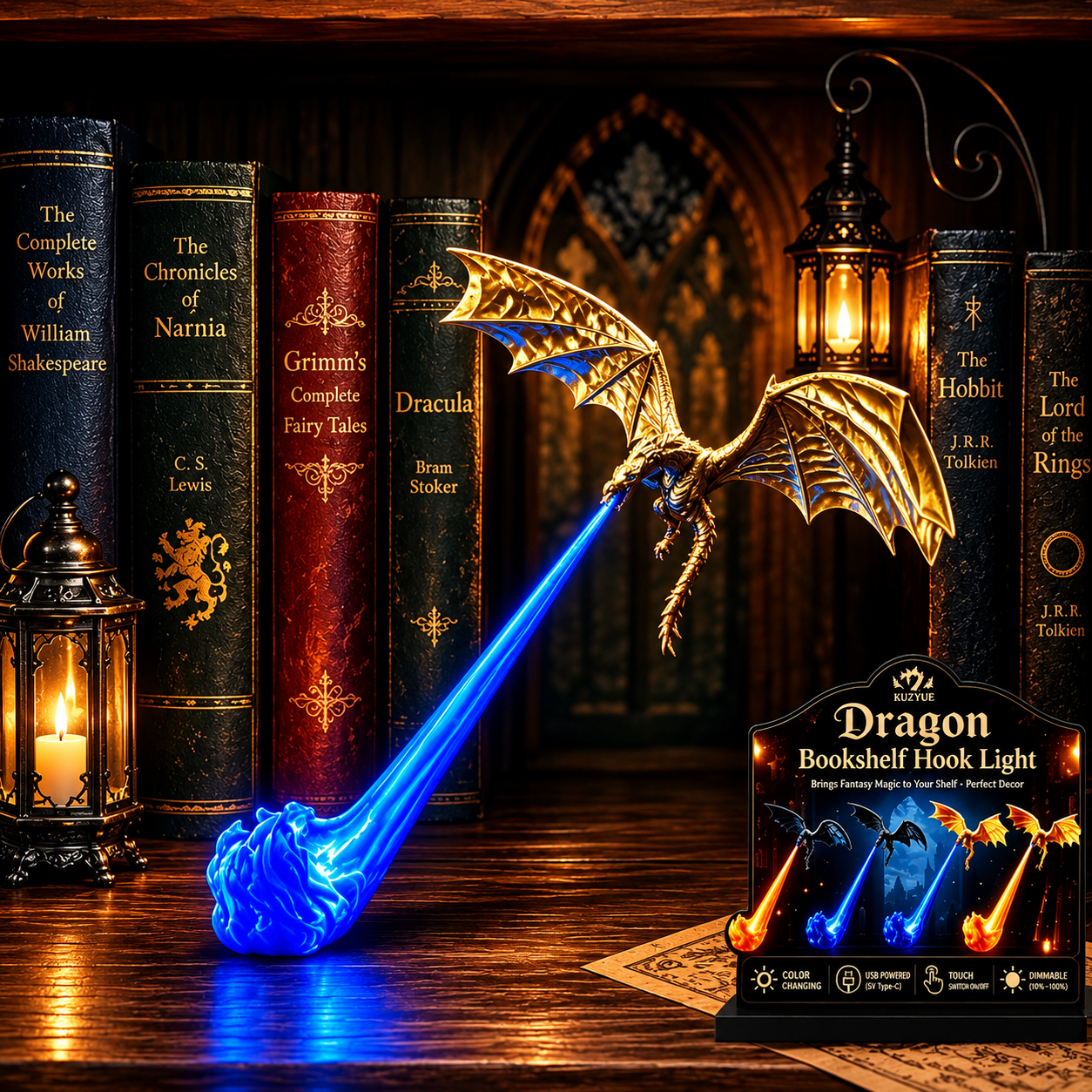 Mozy™ Flying Fire Dragon Night Light – 3D Fantasy Atmosphere Lamp